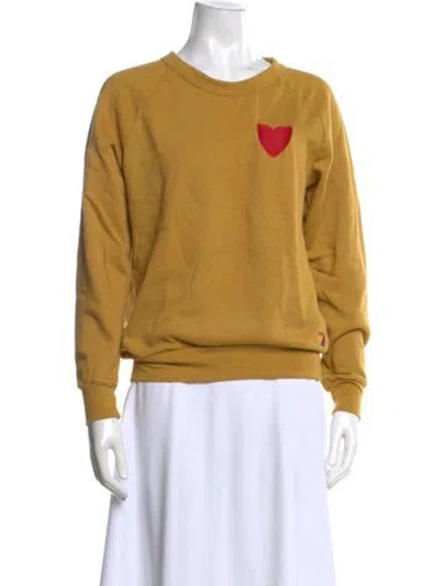 Pre-owned Aviator Nation Crew Neck Long Sleeve Sweatshirt In Yellow