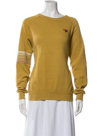 Pre-owned Aviator Nation Crew Neck Long Sleeve Sweatshirt In Yellow
