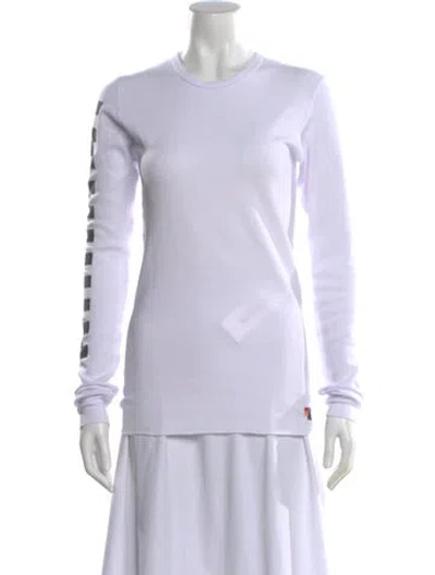 Pre-owned Aviator Nation Crew Neck Long Sleeve Top In White