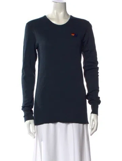 Pre-owned Aviator Nation Crew Neck Long Sleeve T-shirt In Blue