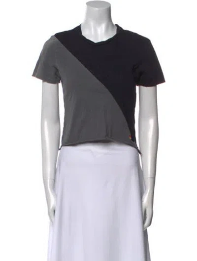 Pre-owned Aviator Nation Crew Neck Short Sleeve Crop Top In Gray