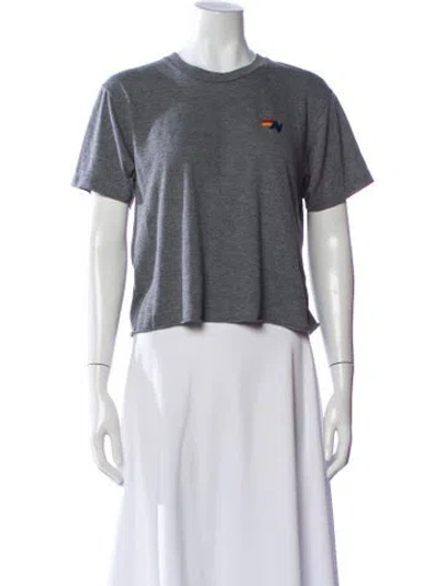 Pre-owned Aviator Nation Crew Neck Short Sleeve Crop Top In Gray