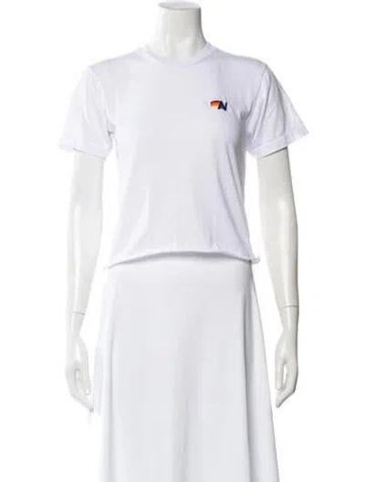 Pre-owned Aviator Nation Crew Neck Short Sleeve Top In White