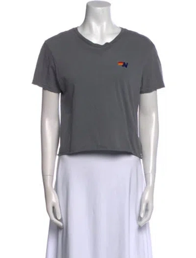 Pre-owned Aviator Nation Crew Neck Short Sleeve T-shirt In Gray