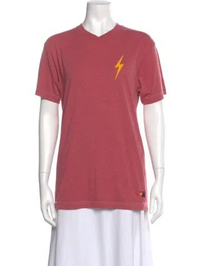 Pre-owned Aviator Nation Crew Neck Short Sleeve T-shirt In Pink