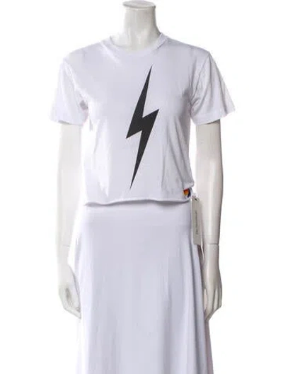 Pre-owned Aviator Nation Crew Neck Short Sleeve T-shirt In White