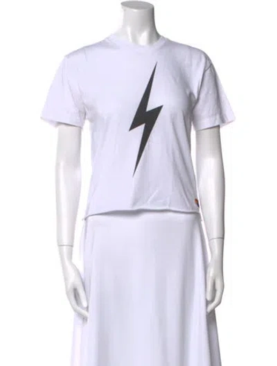 Pre-owned Aviator Nation Crew Neck Short Sleeve T-shirt In White