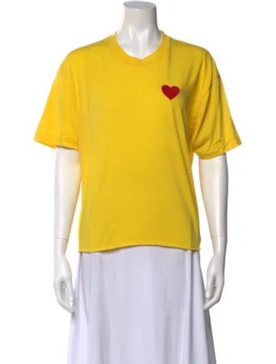 Pre-owned Aviator Nation Crew Neck Short Sleeve T-shirt In Yellow