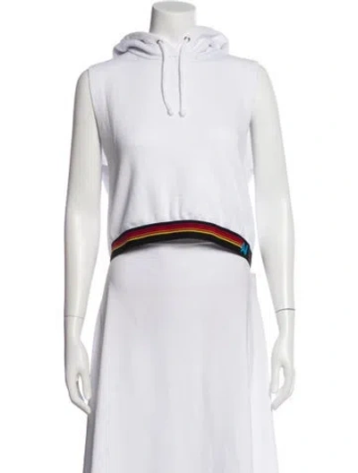 Pre-owned Aviator Nation Crew Neck Sleeveless Crop Top In White