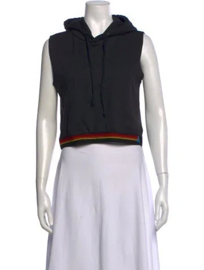 Pre-owned Aviator Nation Crew Neck Sleeveless Hoodie In Black