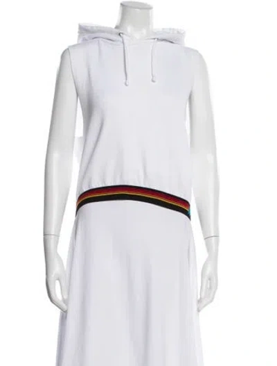 Pre-owned Aviator Nation Crew Neck Sleeveless Hoodie In White