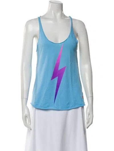 Pre-owned Aviator Nation Crew Neck Sleeveless Top In Blue