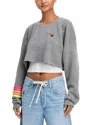 Aviator Nation Cropped Sweatshirt In Heather Grey Neon