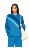 Aviator Nation Cross Stripe Relaxed Pullover Hoodie In Blue