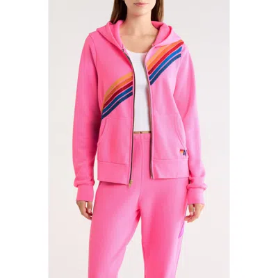 Aviator Nation Disco Zip Hoodie In Pink