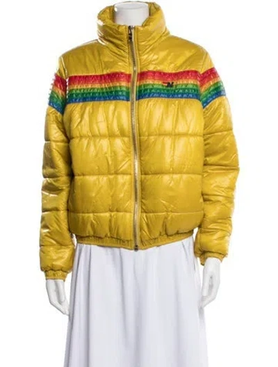 Pre-owned Aviator Nation Down Colorblock Pattern Down Jacket In Yellow