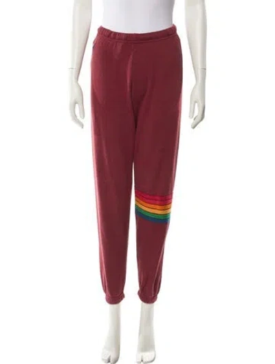 Pre-owned Aviator Nation Embroidered Accent Sweatpants In Red