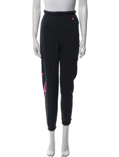 Pre-owned Aviator Nation Embroidered Accent Sweatpants In Black