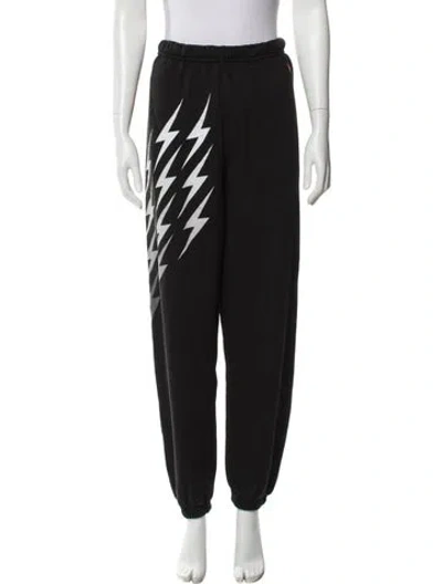 Pre-owned Aviator Nation Embroidered Accent Sweatpants In Black