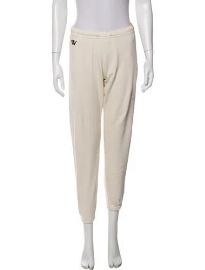 Pre-owned Aviator Nation Embroidered Accent Sweatpants In Neutrals