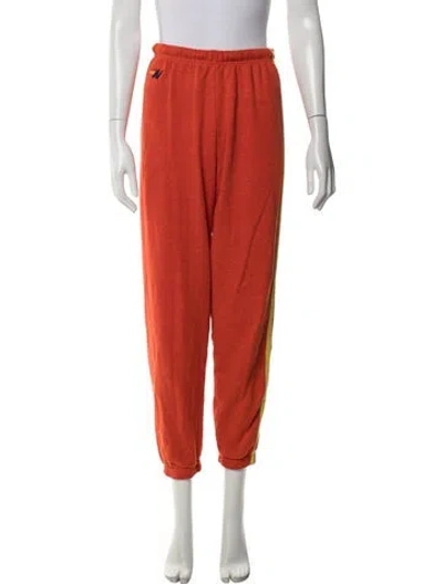 Pre-owned Aviator Nation Embroidered Accent Sweatpants In Orange