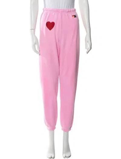 Pre-owned Aviator Nation Embroidered Accent Sweatpants In Pink
