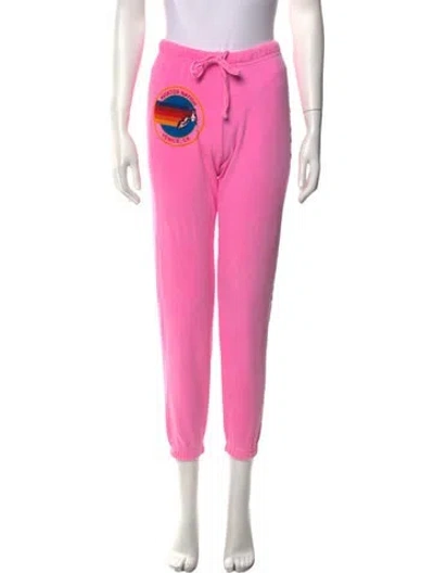 Pre-owned Aviator Nation Embroidered Accent Sweatpants In Pink