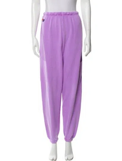 Pre-owned Aviator Nation Embroidered Accent Sweatpants In Purple