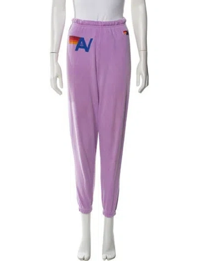 Pre-owned Aviator Nation Embroidered Accent Sweatpants In Purple