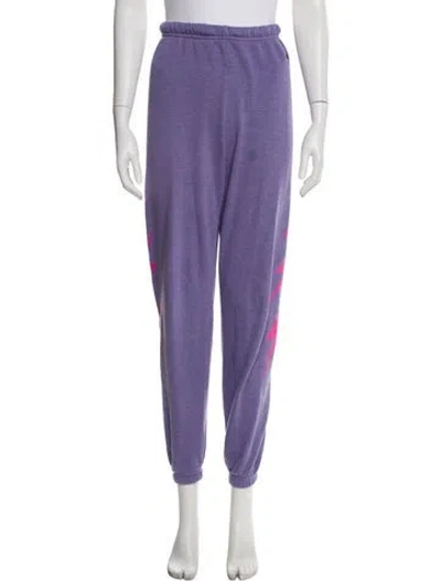 Pre-owned Aviator Nation Embroidered Accent Sweatpants In Purple