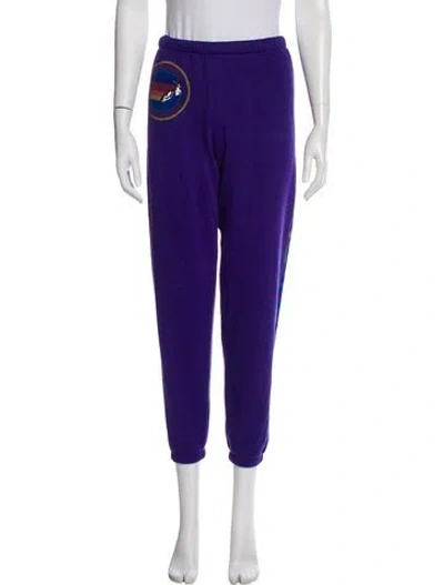 Pre-owned Aviator Nation Embroidered Accent Sweatpants In Purple