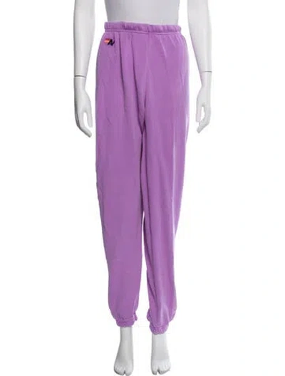Pre-owned Aviator Nation Embroidered Accent Sweatpants In Purple