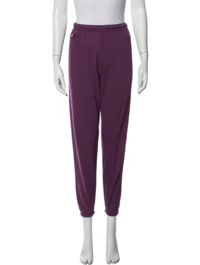 Pre-owned Aviator Nation Embroidered Accent Sweatpants In Purple