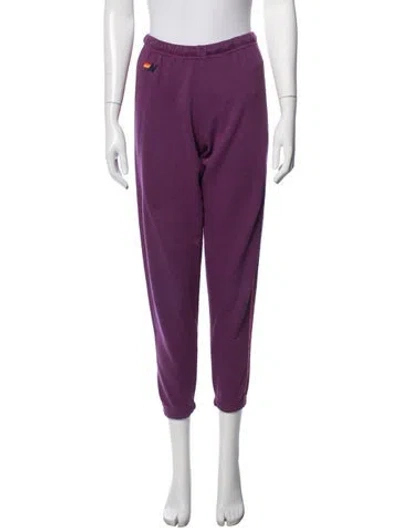 Pre-owned Aviator Nation Embroidered Accent Sweatpants In Purple