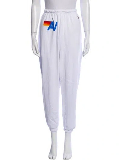 Pre-owned Aviator Nation Embroidered Accent Sweatpants In White
