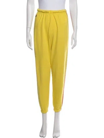Pre-owned Aviator Nation Embroidered Accent Sweatpants In Yellow