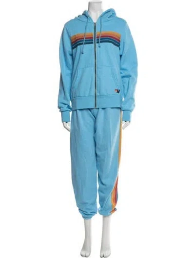 Pre-owned Aviator Nation Embroidered Accent Tracksuit In Blue