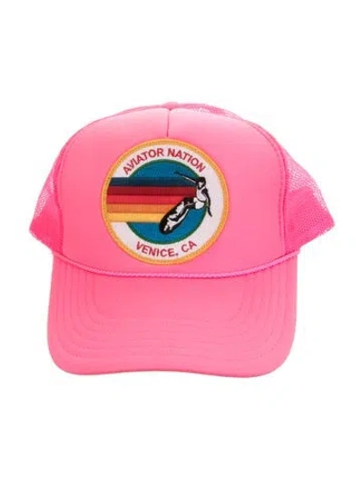 Pre-owned Aviator Nation Embroidered Baseball Cap In Pink