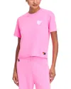 Aviator Nation Embroidered Heart Tee In Neon Pink/white