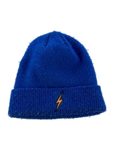 Pre-owned Aviator Nation Embroidered Knit Beanie In Blue