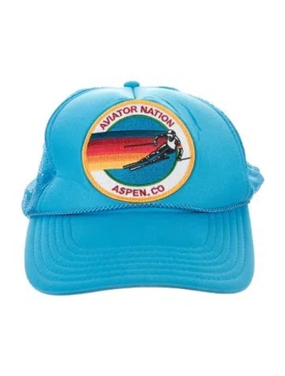 Pre-owned Aviator Nation Embroidered Trucker Hat In Blue