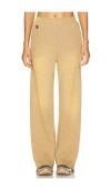 Aviator Nation Essential Wide Leg Pocket Sweatpant In Faded Tan