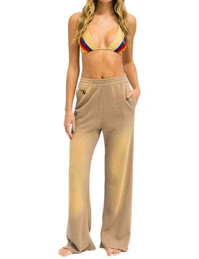 Aviator Nation Essential Wide Leg Sweatpant In Fadded Tan