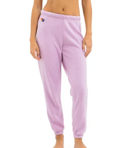 Aviator Nation Five Stripe Sweatpants In Mauve White Neon In Pink