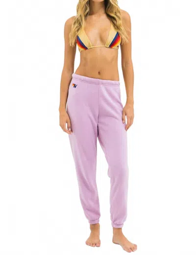 Aviator Nation Five Stripe Sweatpants In Mauve White Neon In Purple