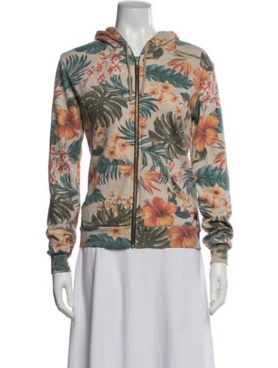 Pre-owned Aviator Nation Floral Print Jacket In Orange