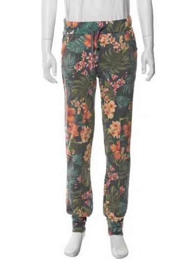 Pre-owned Aviator Nation Floral Print Lounge Bottoms In Green
