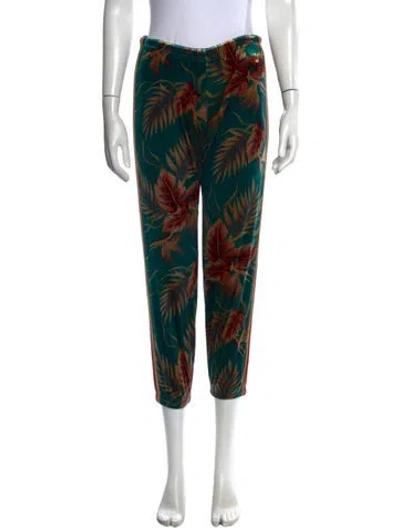 Pre-owned Aviator Nation Floral Print Straight Leg Pants In Green