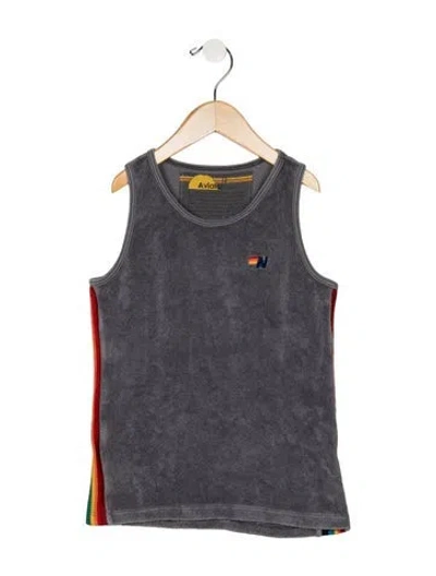 Pre-owned Aviator Nation Kids' Girls Branded Embroidered Tank Top In Grey