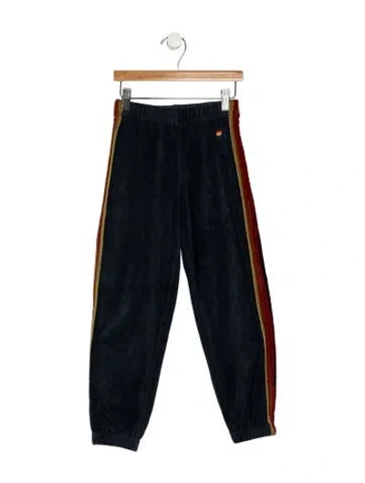 Pre-owned Aviator Nation Kids' Girls Branded Pattern Printed Pants In Blue